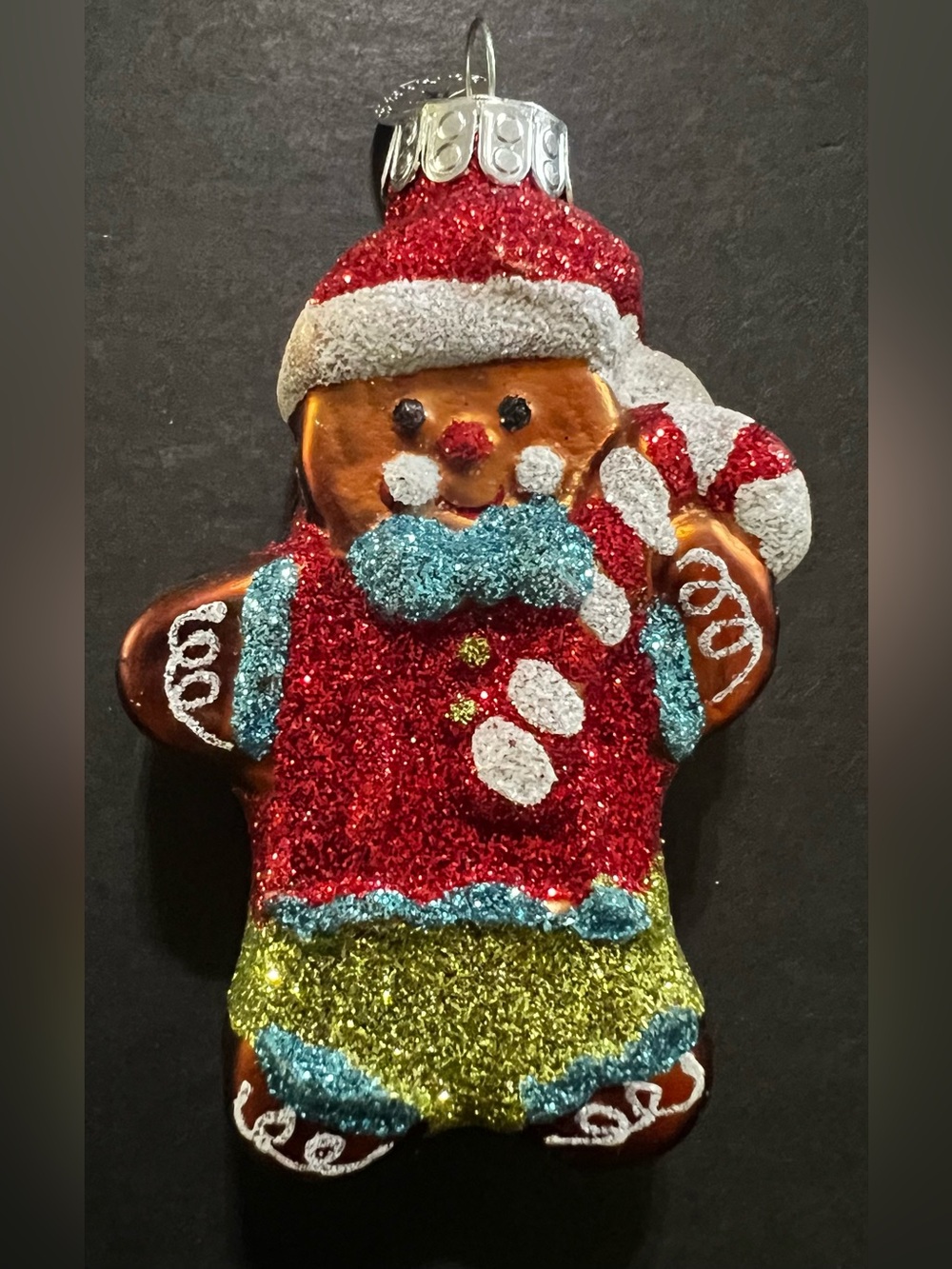 Christopher Radko Celebration Gingerbread Man Christmas Glass Ornament 3”